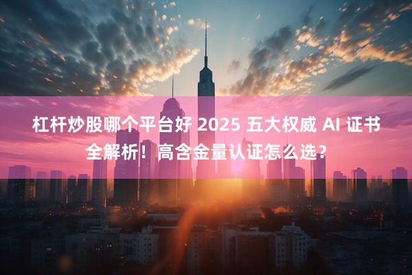 杠杆炒股哪个平台好 2025 五大权威 AI 证书全解析！高含金量认证怎么选？